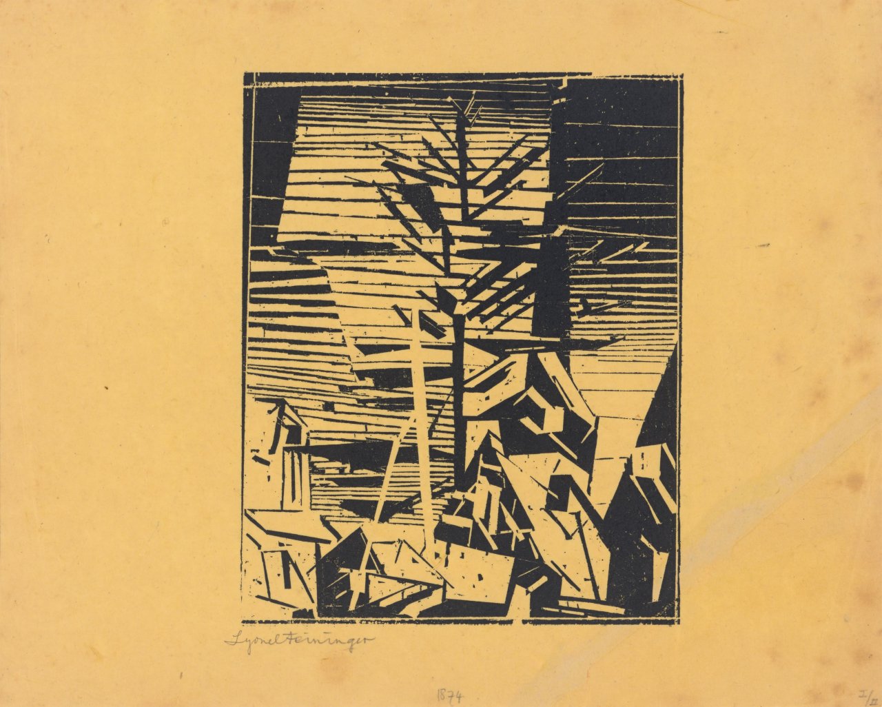 This picture shows the following artwork: Lyonel Feininger. ”Gelmeroda (mit Tanne)”. 1918.