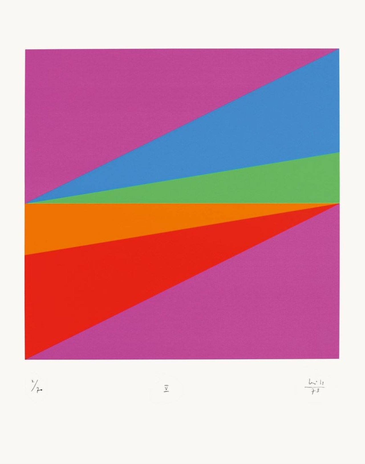 This picture shows the following artwork: Max Bill. „Transcoloration in fünf Quadraten“. 1973.