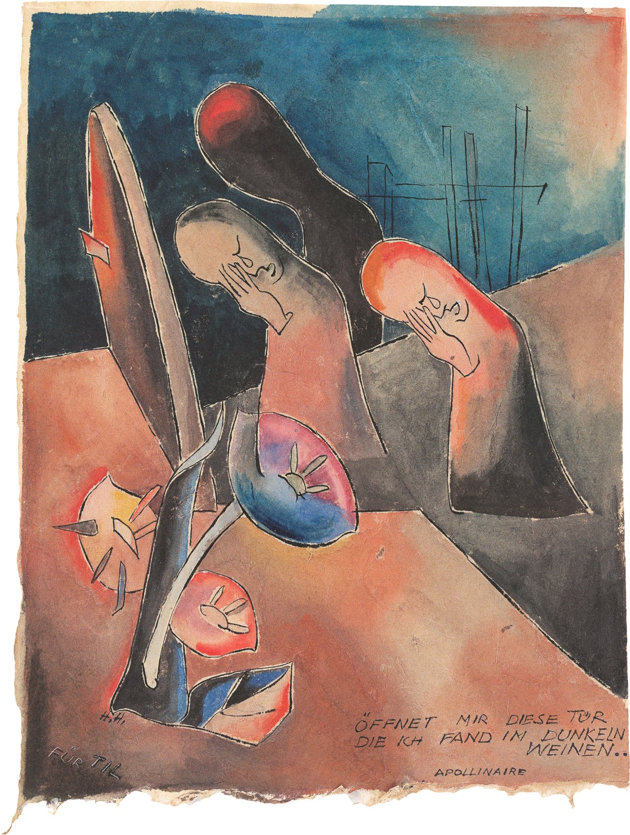 This picture shows the following artwork: Hannah Höch. ”Öffnet mir diese Tür, die ich fand im Dunkeln weinen..”. Circa 1935.