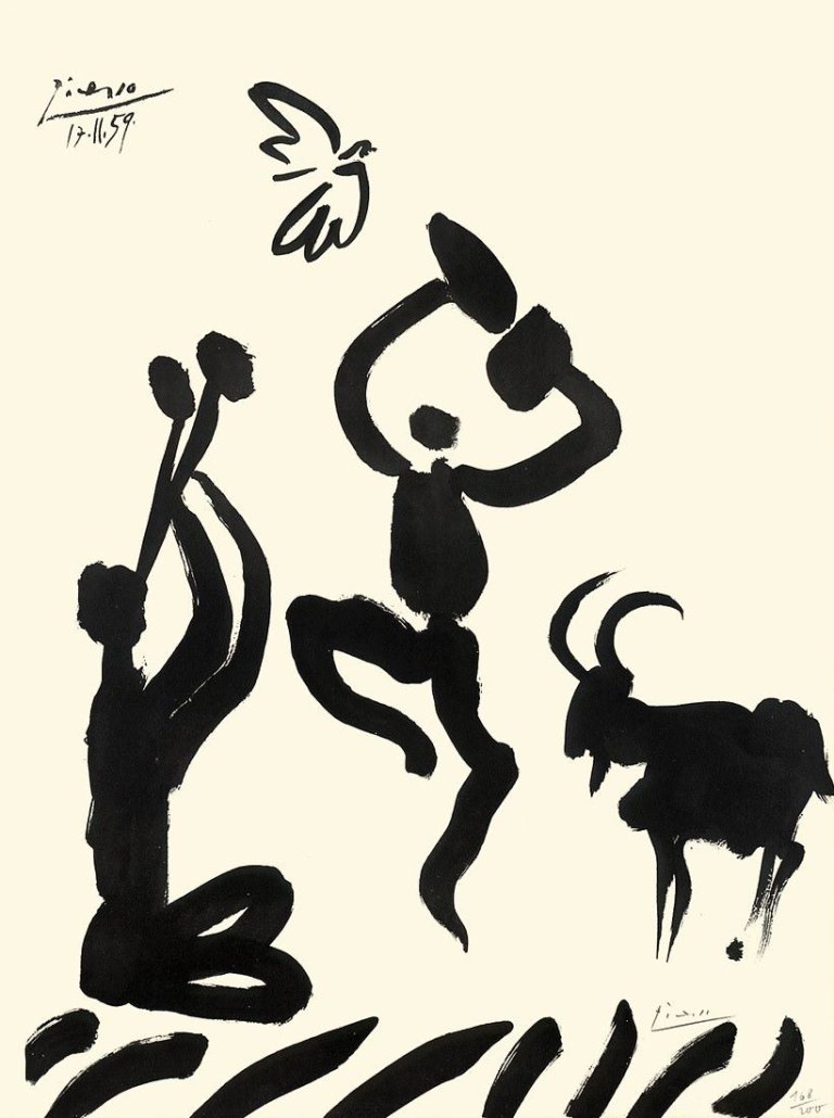 Auf diesem Bild ist das folgende Kunstwerk zu sehen: Nach Pablo Picasso. „La Danse du Berger”. 1959.
