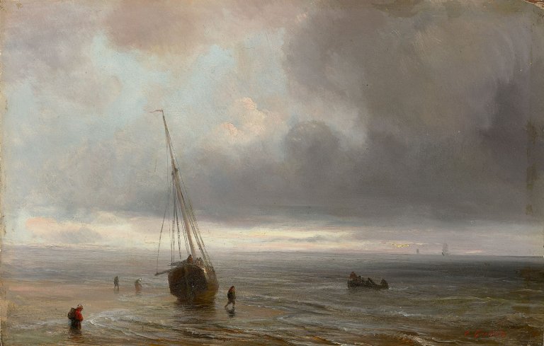 Auf diesem Bild ist das folgende Kunstwerk zu sehen: Théodore Gudin. Strandszene. (Nach) 1866/67.