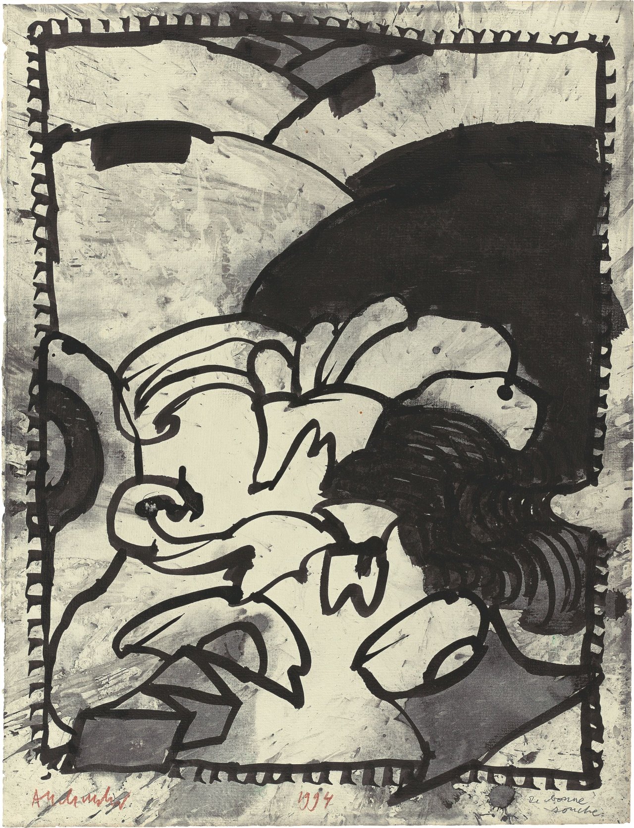 This picture shows the following artwork: Pierre Alechinsky. ”De bonne souche”. 1994.