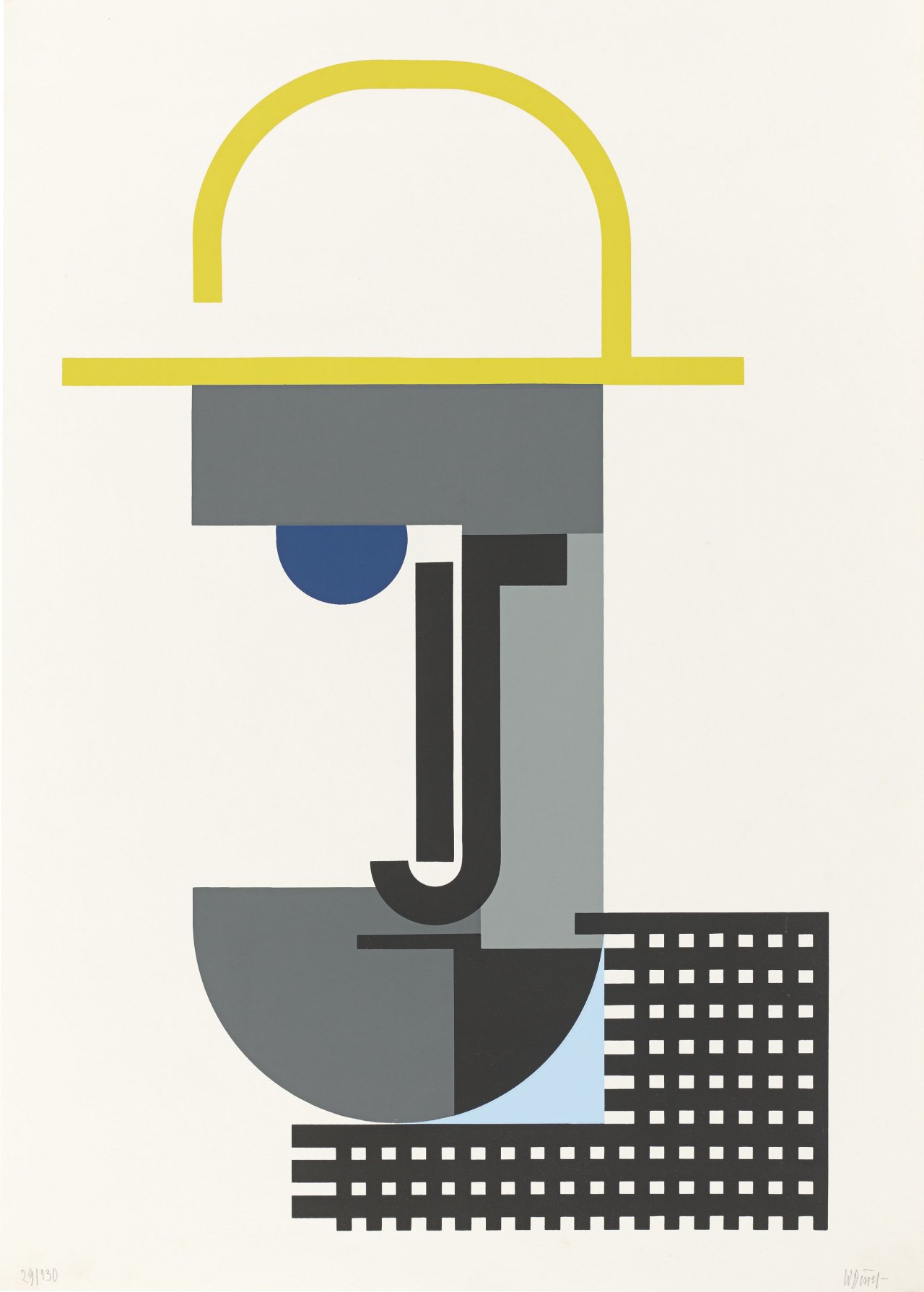 Auf diesem Bild ist das folgende Kunstwerk zu sehen: Walter Dexel. „Herr mit Strohhut (Der Pflanzer)“. 1970.