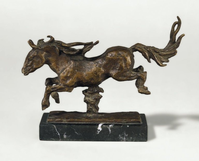 Auf diesem Bild ist das folgende Kunstwerk zu sehen: Renée Sintenis. „Springendes Shetlandpony“. 1946.