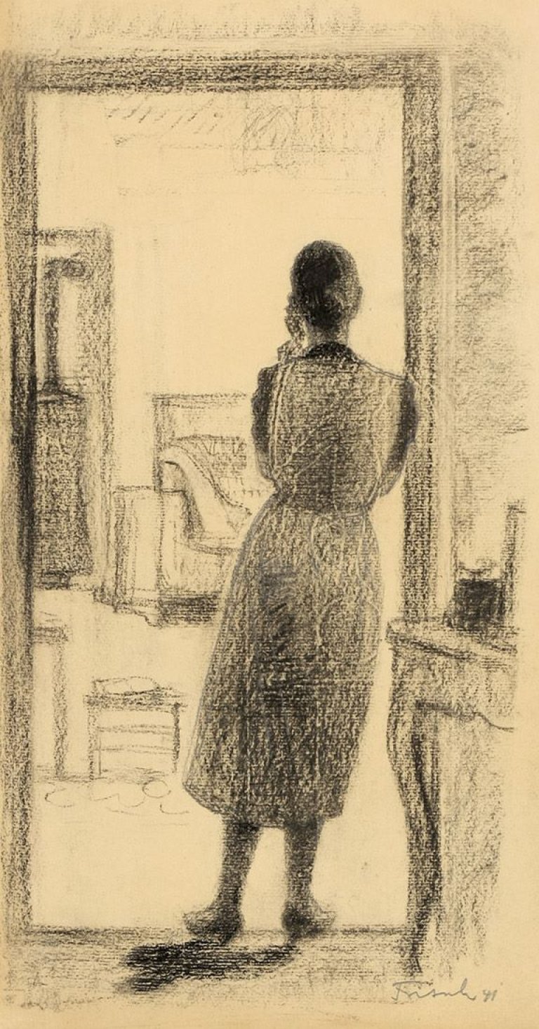 Auf diesem Bild ist das folgende Kunstwerk zu sehen: Ernst Fritsch. Stehende Frau. 1941.