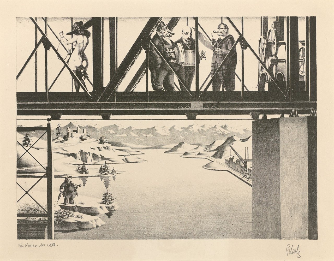 Auf diesem Bild ist das folgende Kunstwerk zu sehen: Georg Scholz. „Die Herren der Welt“. 1922.