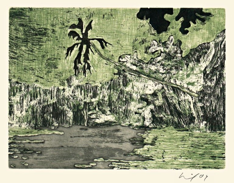 Auf diesem Bild ist das folgende Kunstwerk zu sehen: Peter Doig. „Black Palm“. 2004.
