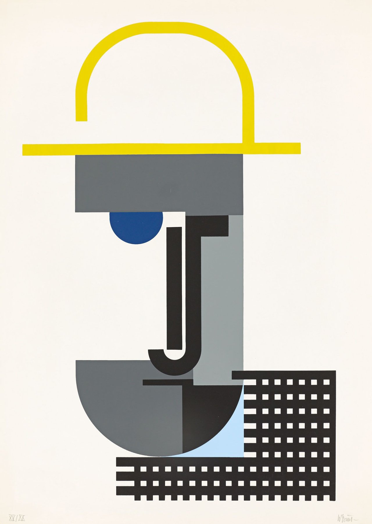 Auf diesem Bild ist das folgende Kunstwerk zu sehen: Walter Dexel. „Herr mit Strohhut“, auch: „Der Pflanzer“. 1970.