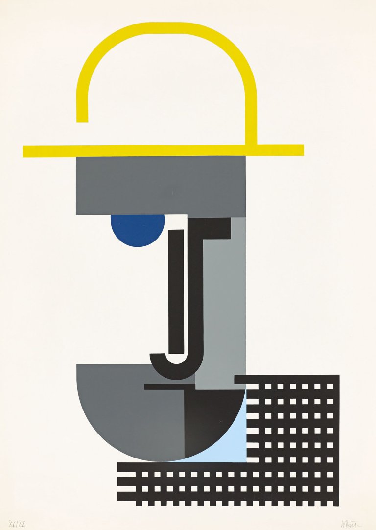 Auf diesem Bild ist das folgende Kunstwerk zu sehen: Walter Dexel. „Herr mit Strohhut“, auch: „Der Pflanzer“. 1970.
