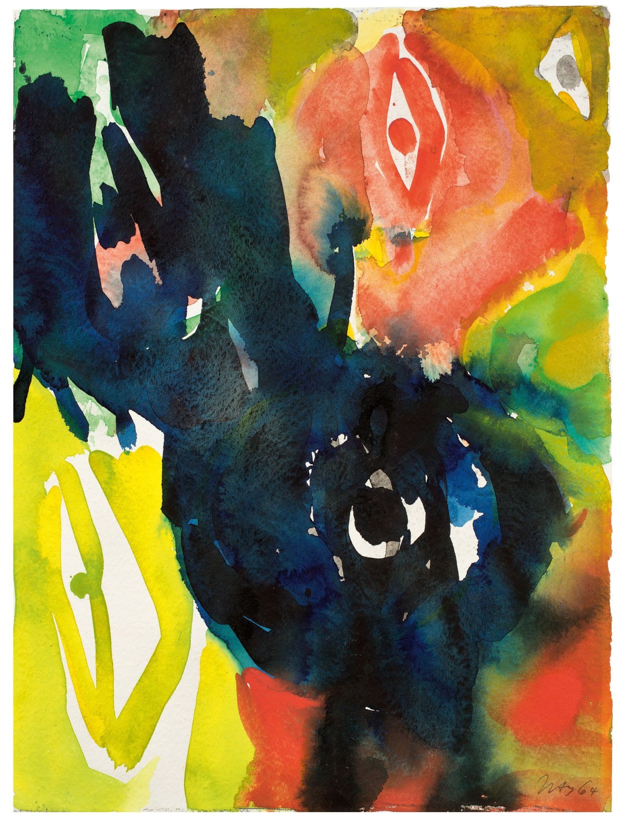 Auf diesem Bild ist das folgende Kunstwerk zu sehen: Ernst Wilhelm Nay. „Ohne Titel (Spindeln)“. 1964.