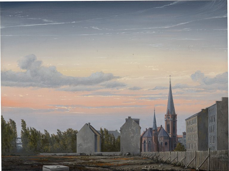 Auf diesem Bild ist das folgende Kunstwerk zu sehen: Matthias Koeppel. Kirche am Dennewitzplatz. 1980.