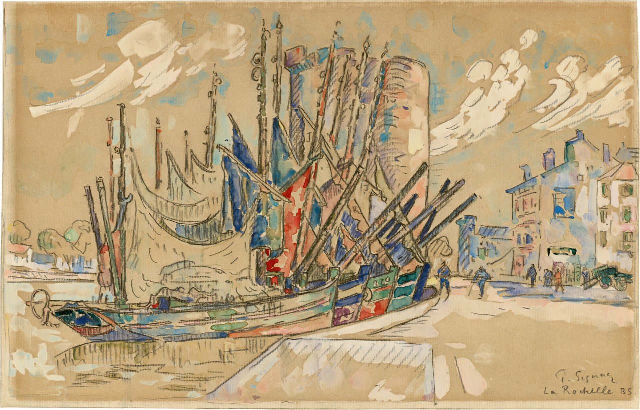 Auf diesem Bild ist das folgende Kunstwerk zu sehen: Paul Signac. „La Rochelle“. Um 1923.