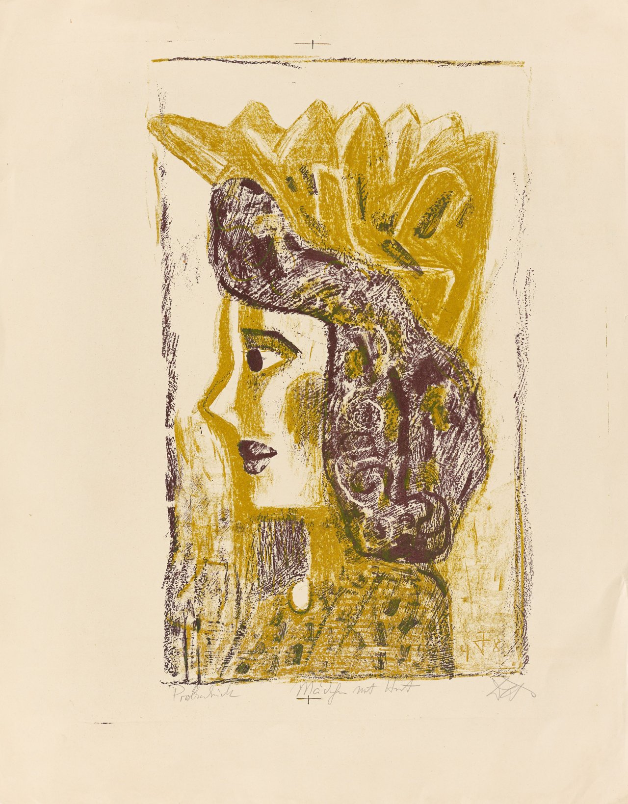 Auf diesem Bild ist das folgende Kunstwerk zu sehen: Otto Dix. „Mädchen mit Hut“. 1948.