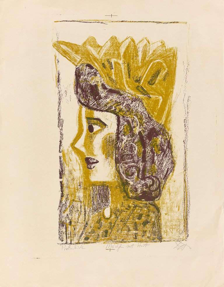 Auf diesem Bild ist das folgende Kunstwerk zu sehen: Otto Dix. „Mädchen mit Hut“. 1948.