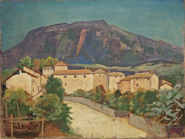 Auf diesem Bild ist das folgende Kunstwerk zu sehen: Karl Hofer. „Tessiner Landschaft“. 1936.