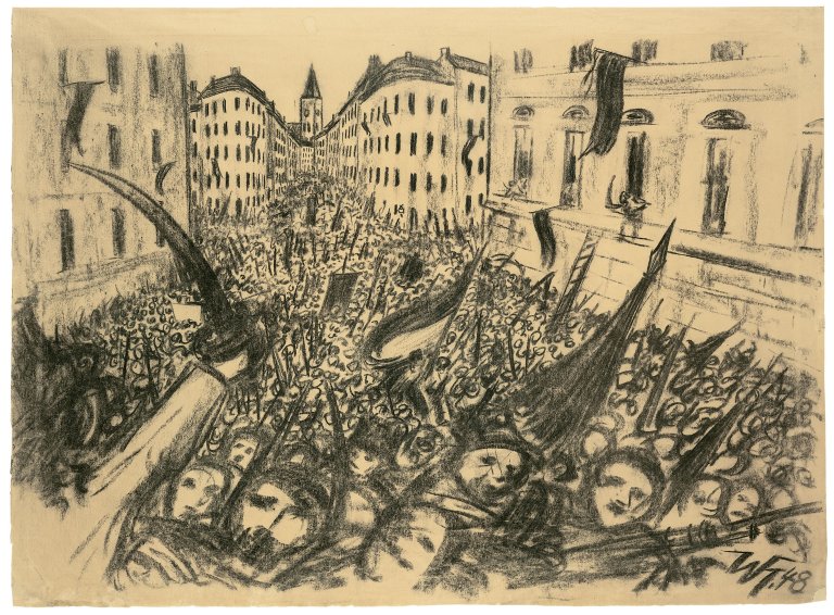 Auf diesem Bild ist das folgende Kunstwerk zu sehen: Werner Heldt. „Aufruhr 1848“. 1948.
