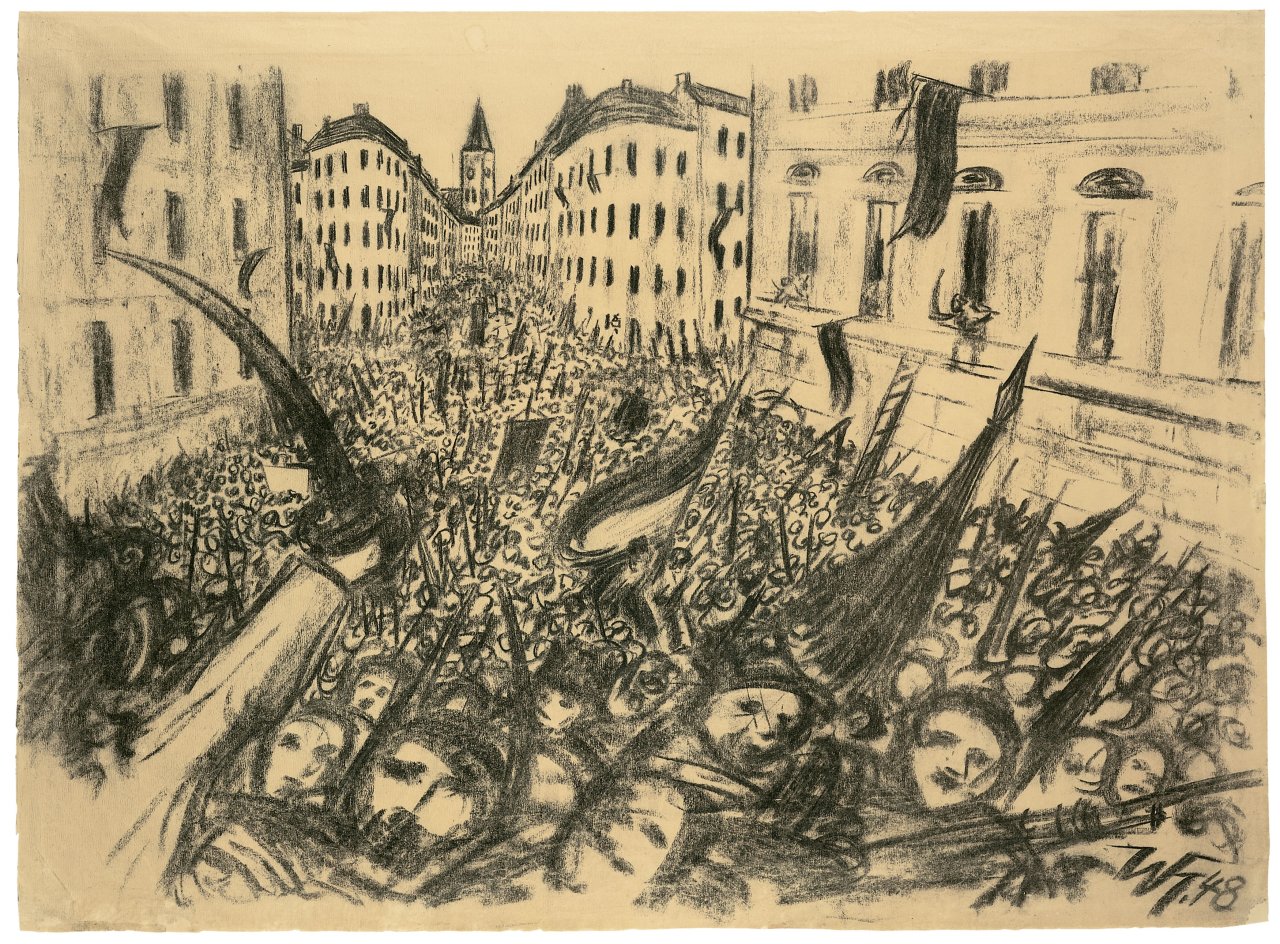 Auf diesem Bild ist das folgende Kunstwerk zu sehen: Werner Heldt. „Aufruhr 1848“. 1948.