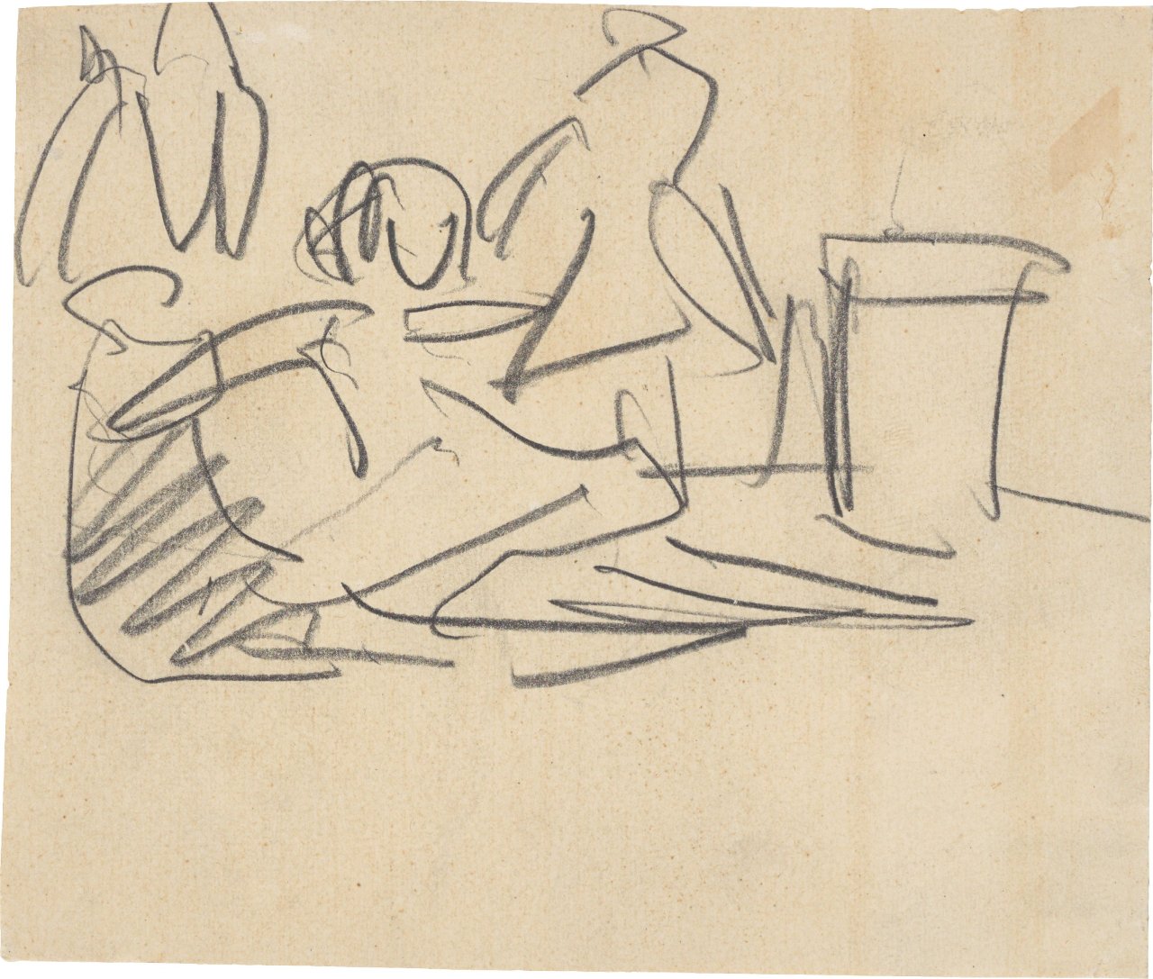 Auf diesem Bild ist das folgende Kunstwerk zu sehen: Ernst Ludwig Kirchner. „Szene mit Figuren“. 1910/11.