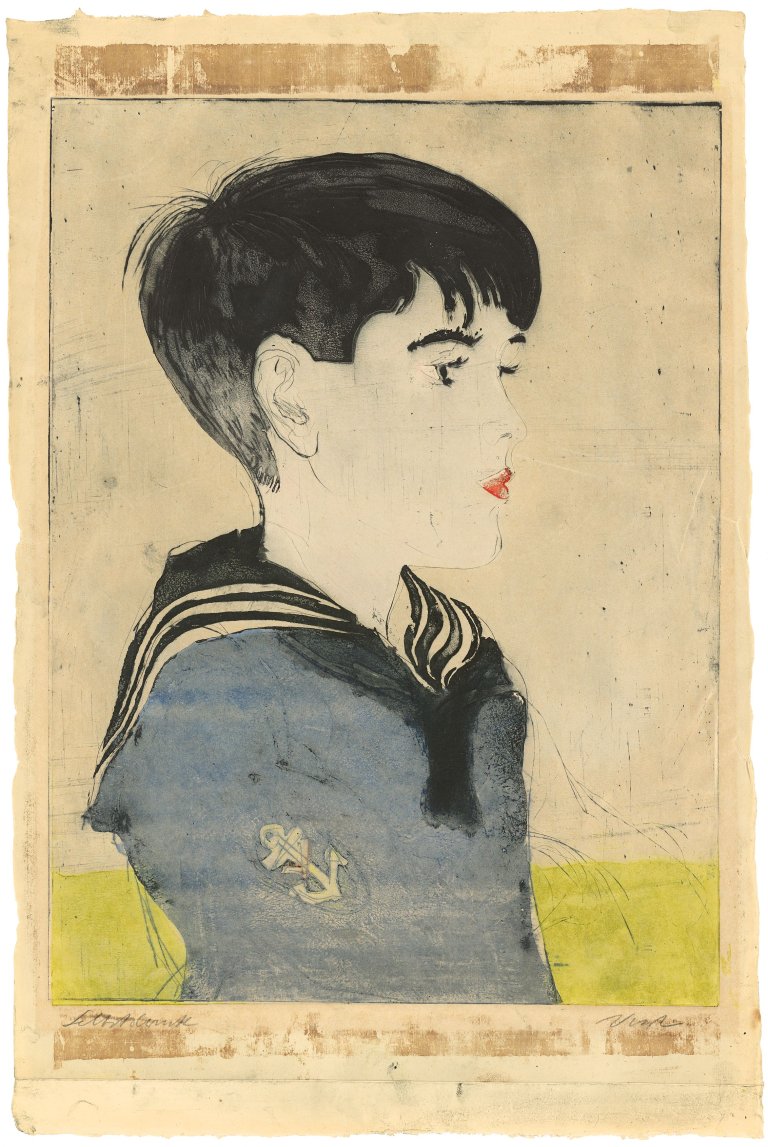 Auf diesem Bild ist das folgende Kunstwerk zu sehen: Rolf Nesch. „Junge im Matrosenanzug“. 1929.