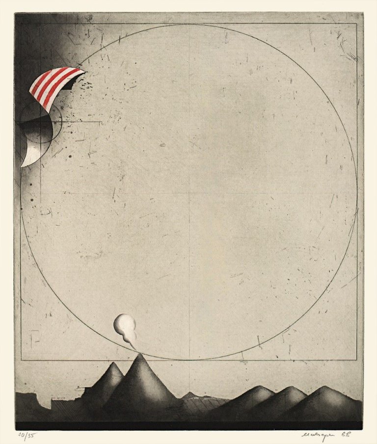 Auf diesem Bild ist das folgende Kunstwerk zu sehen: Friedrich Meckseper. „Ikaros“ / „Labyrinth, Regenbogen und Sonnenuhr“. 1968/1969.