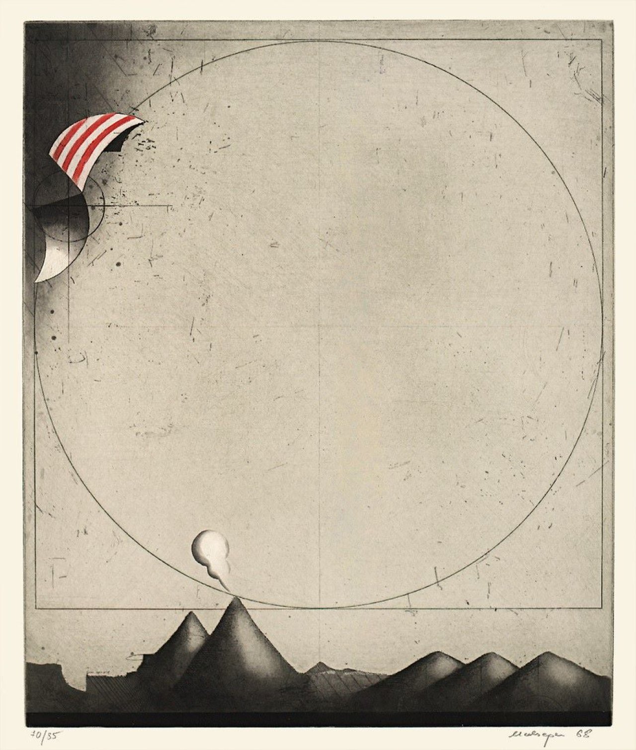 Auf diesem Bild ist das folgende Kunstwerk zu sehen: Friedrich Meckseper. „Ikaros“ / „Labyrinth, Regenbogen und Sonnenuhr“. 1968/1969.