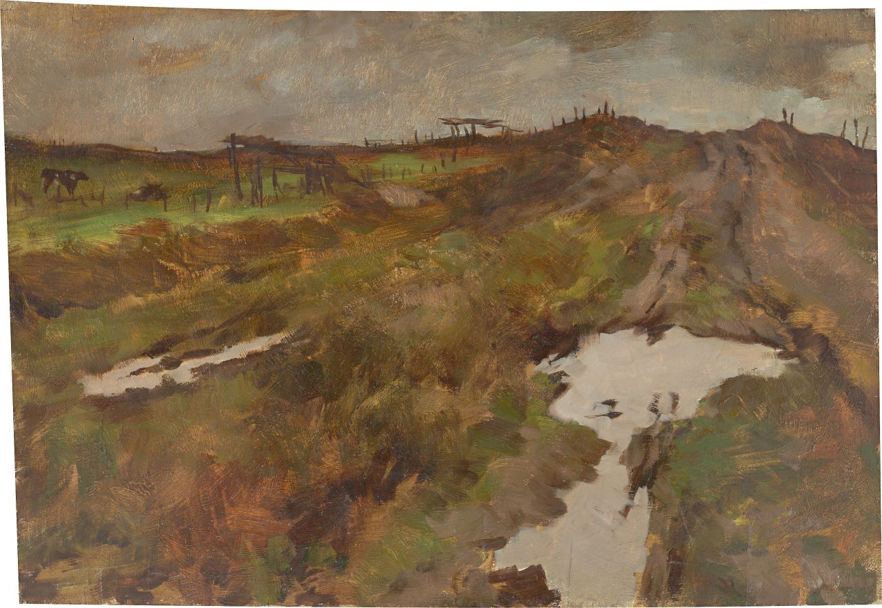 Auf diesem Bild ist das folgende Kunstwerk zu sehen: Lotte Laserstein. „Morastiger Weg mit Pfütze“. Um 1934.