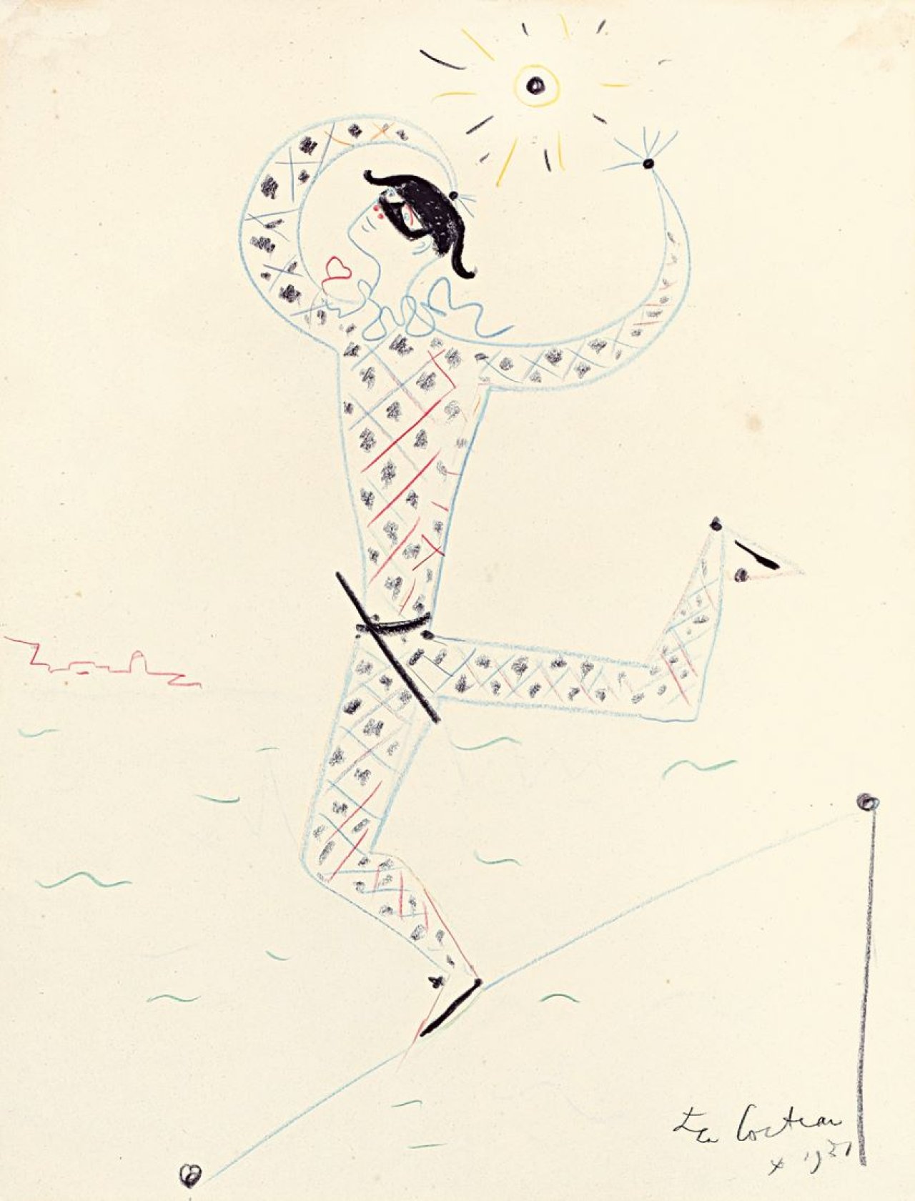 This picture shows the following artwork: Jean Cocteau. Arlequin. 1957.