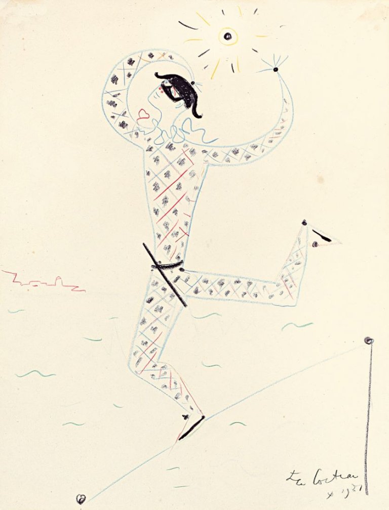 Auf diesem Bild ist das folgende Kunstwerk zu sehen: Jean Cocteau. Arlequin. 1957.