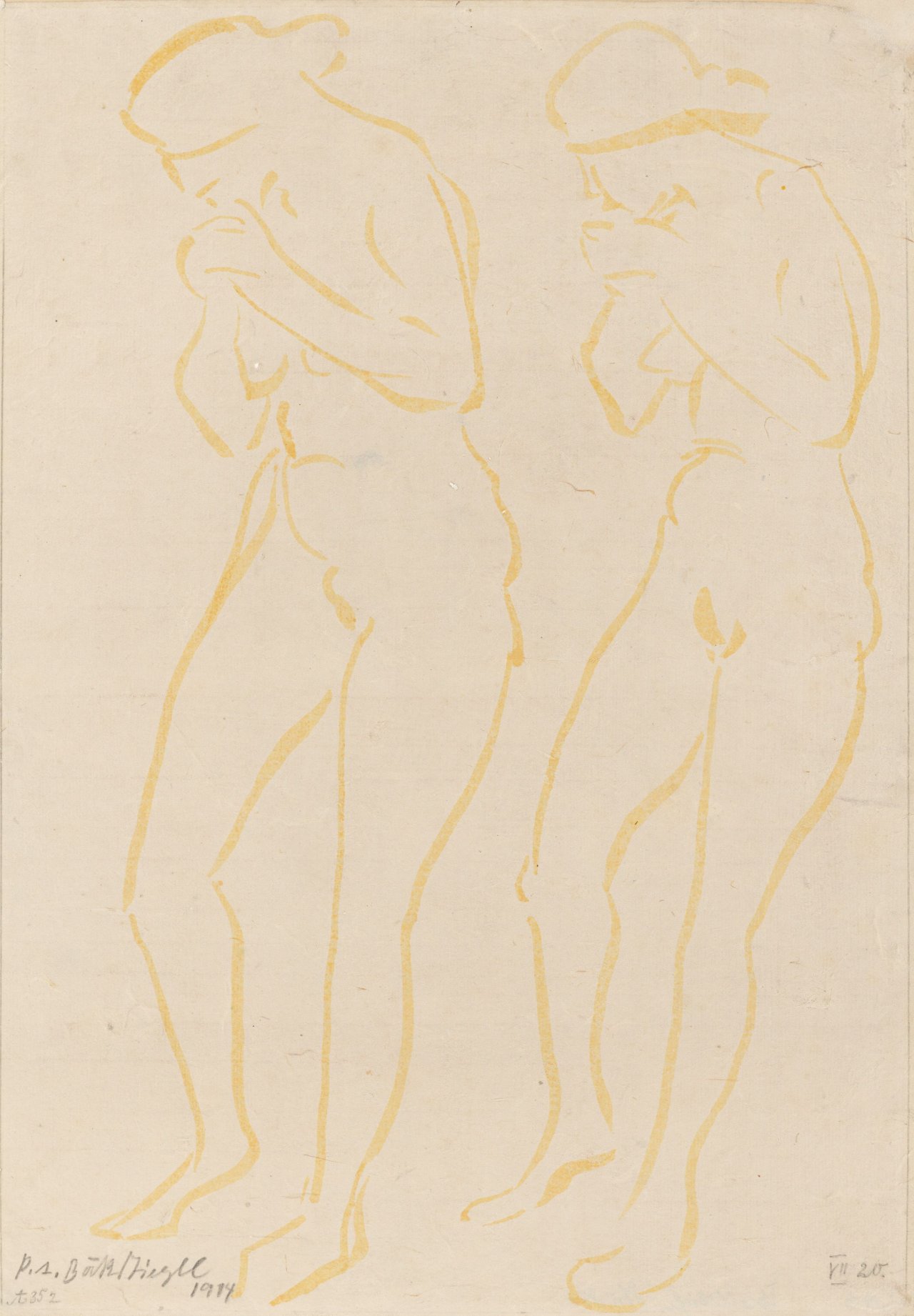 Auf diesem Bild ist das folgende Kunstwerk zu sehen: Peter August Böckstiegel. Aktstudie. 1914.