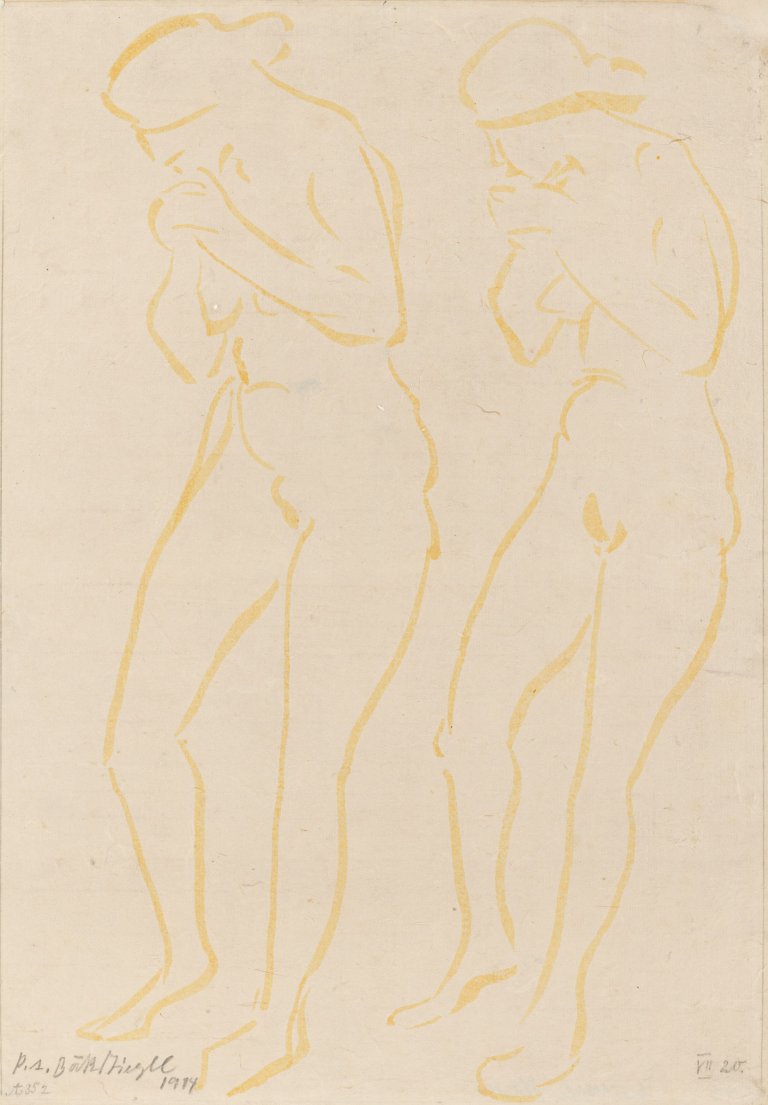 Auf diesem Bild ist das folgende Kunstwerk zu sehen: Peter August Böckstiegel. Aktstudie. 1914.