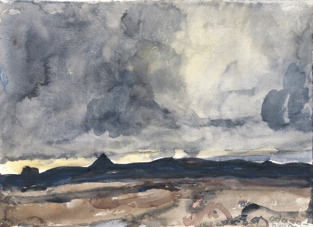 Auf diesem Bild ist das folgende Kunstwerk zu sehen: Klaus Fußmann. „Odada-hraun“ (Island). 1980.