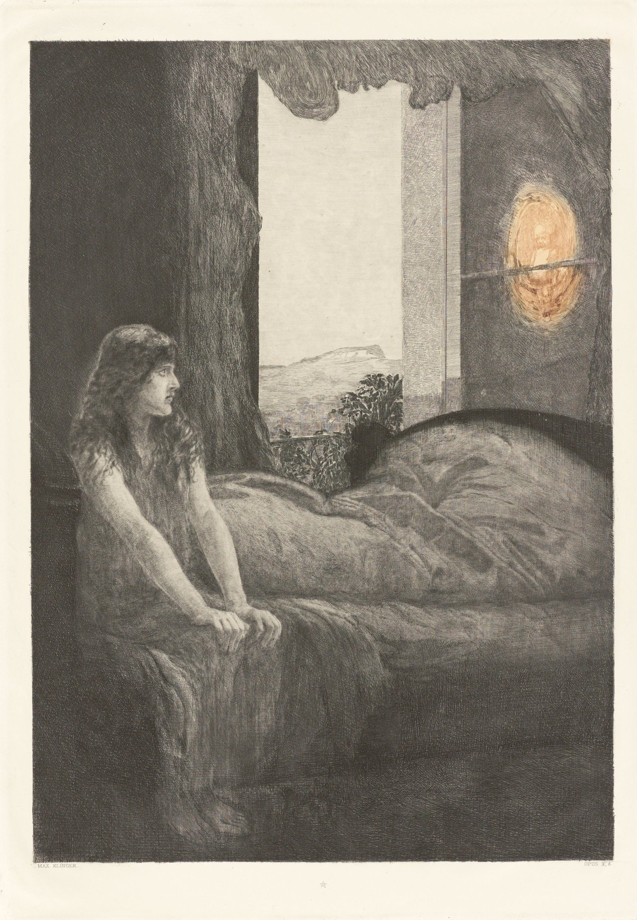 Auf diesem Bild ist das folgende Kunstwerk zu sehen: Max Klinger. „Klinger-Album. Auswahl von 30 Hauptblättern, von den Originalplatten auf Japan gedruckt“. 1925.