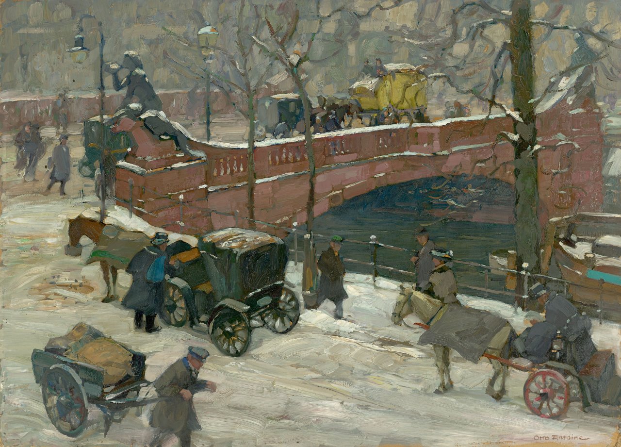 Auf diesem Bild ist das folgende Kunstwerk zu sehen: Otto Antoine. „Von-der-Heydt-Brücke, Berlin“. 1919.