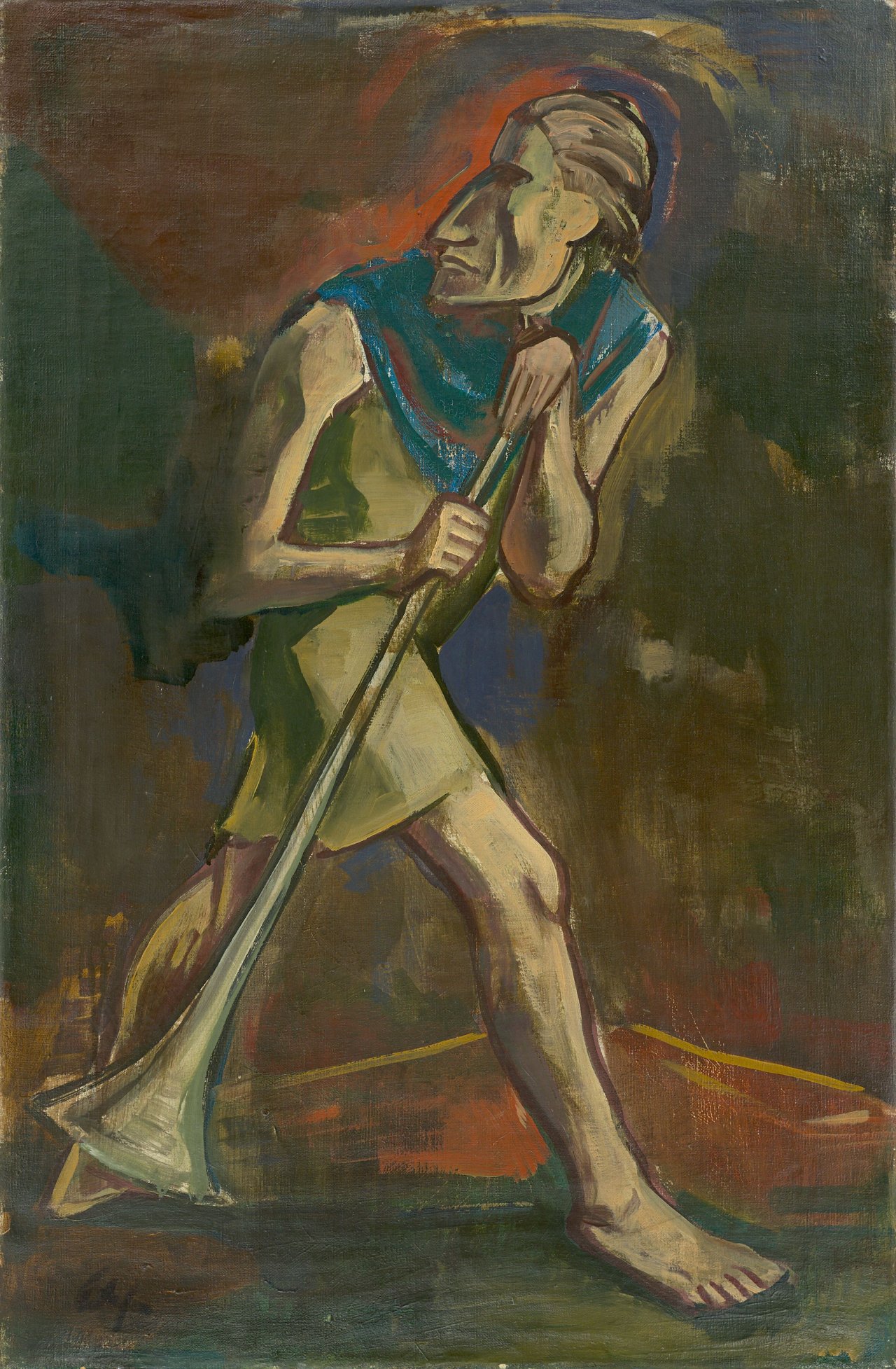 Auf diesem Bild ist das folgende Kunstwerk zu sehen: Karl Hofer. „Der Bläser“. 1918.