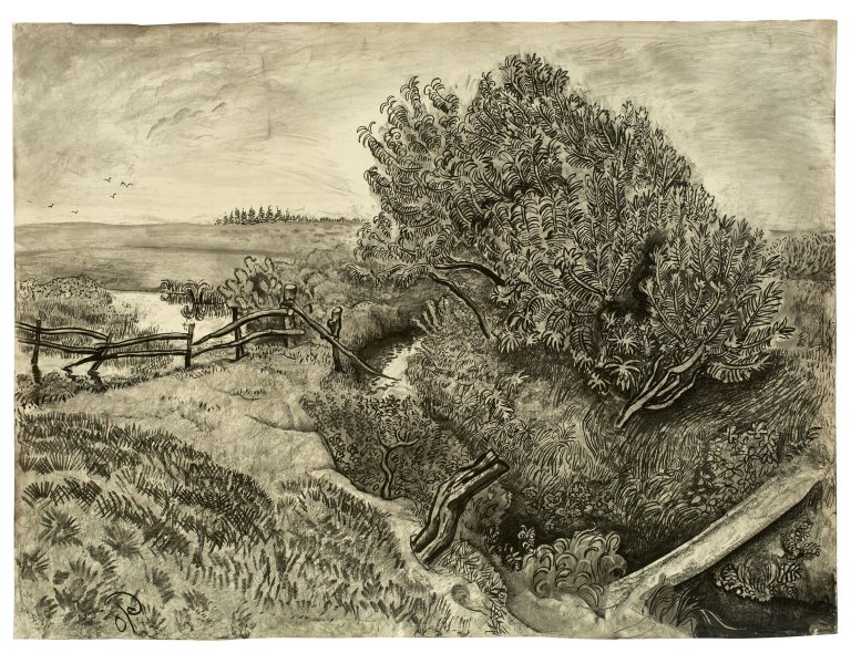 Auf diesem Bild ist das folgende Kunstwerk zu sehen: Otto Pankok. Weidenbüsche. 1948.