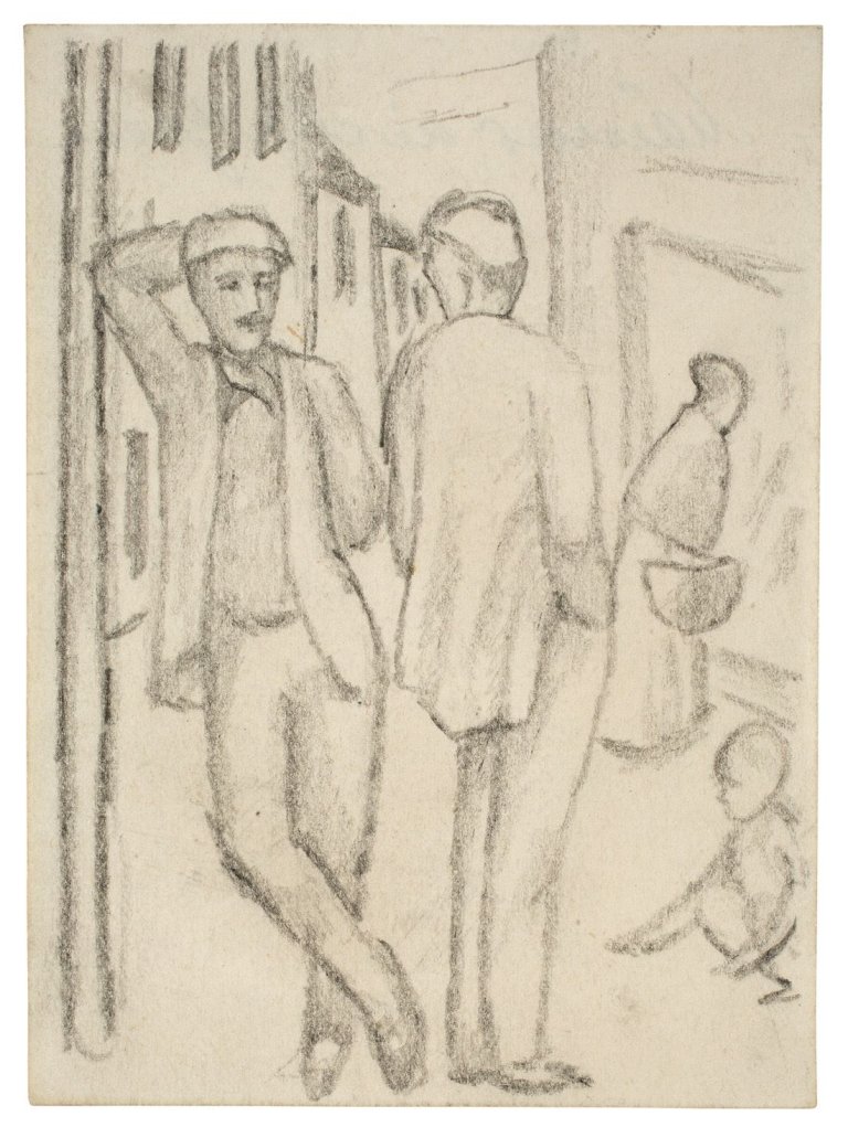 Auf diesem Bild ist das folgende Kunstwerk zu sehen: August Macke. „Männer in der Gasse“. 1911.