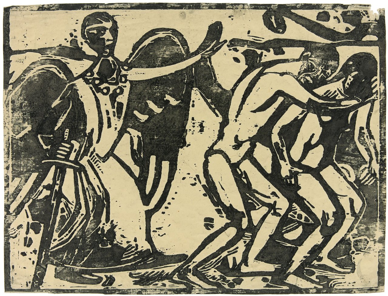 Auf diesem Bild ist das folgende Kunstwerk zu sehen: Christian Rohlfs. „Austreibung aus dem Paradies (groß)“. Um 1917.