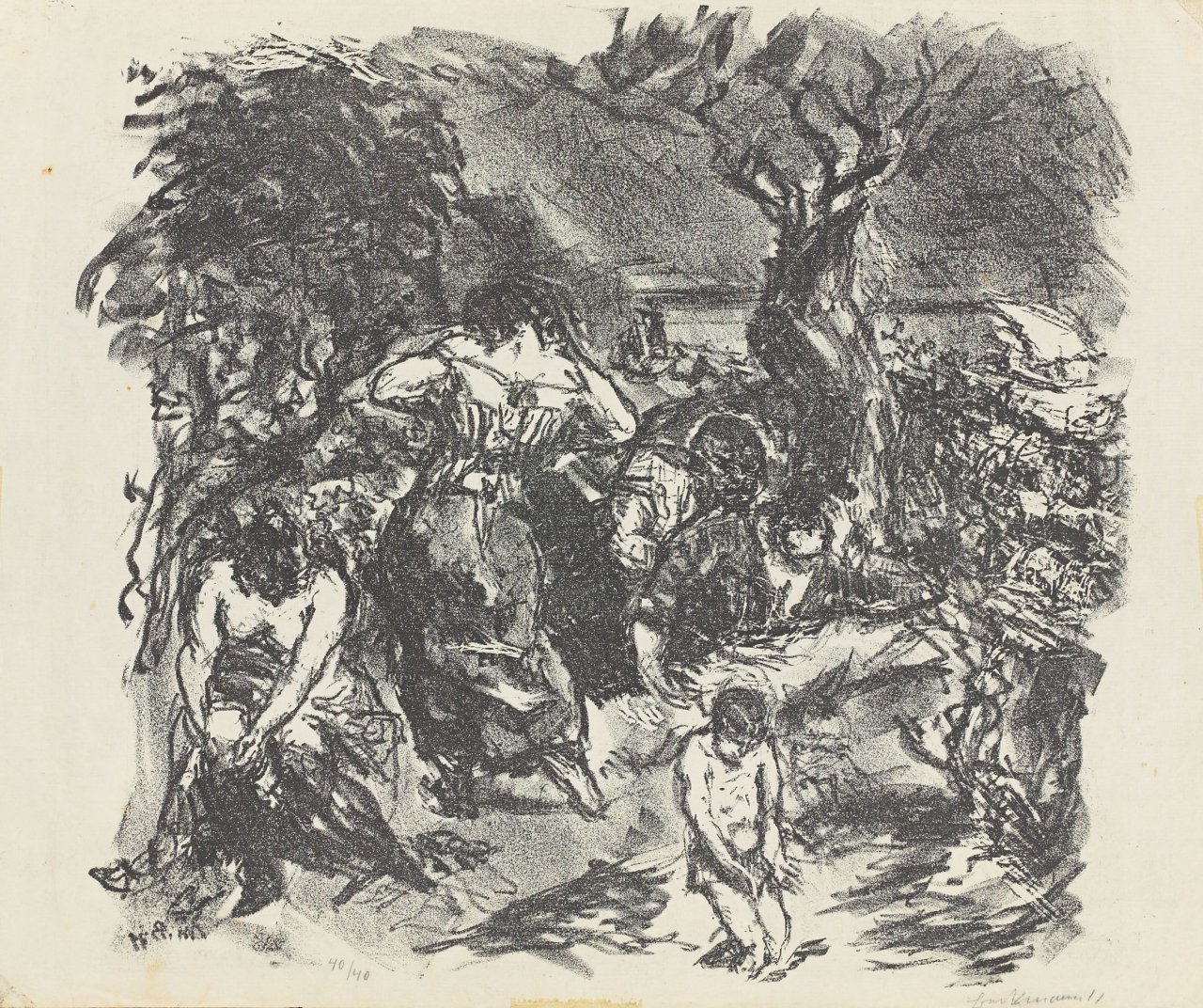 Auf diesem Bild ist das folgende Kunstwerk zu sehen: Max Beckmann. „Tegeler Freibad“. 1911/1917.