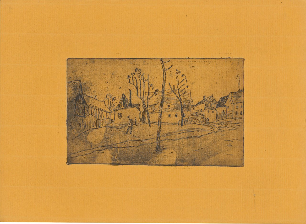 Auf diesem Bild ist das folgende Kunstwerk zu sehen: Lyonel Feininger. „Dorf (mit Häusern und Bäumen)“. 1911.