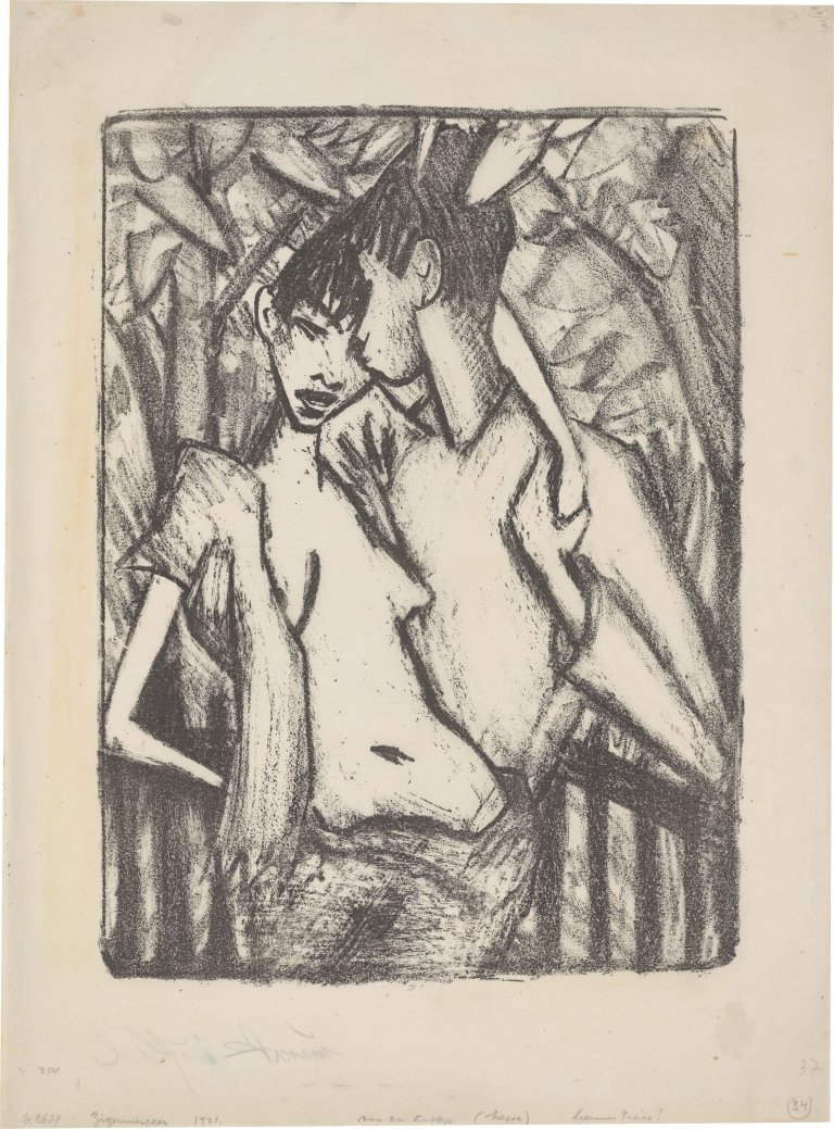 Auf diesem Bild ist das folgende Kunstwerk zu sehen: Otto Mueller. „Zigeuner-Liebespaar 2“. 1921/22.