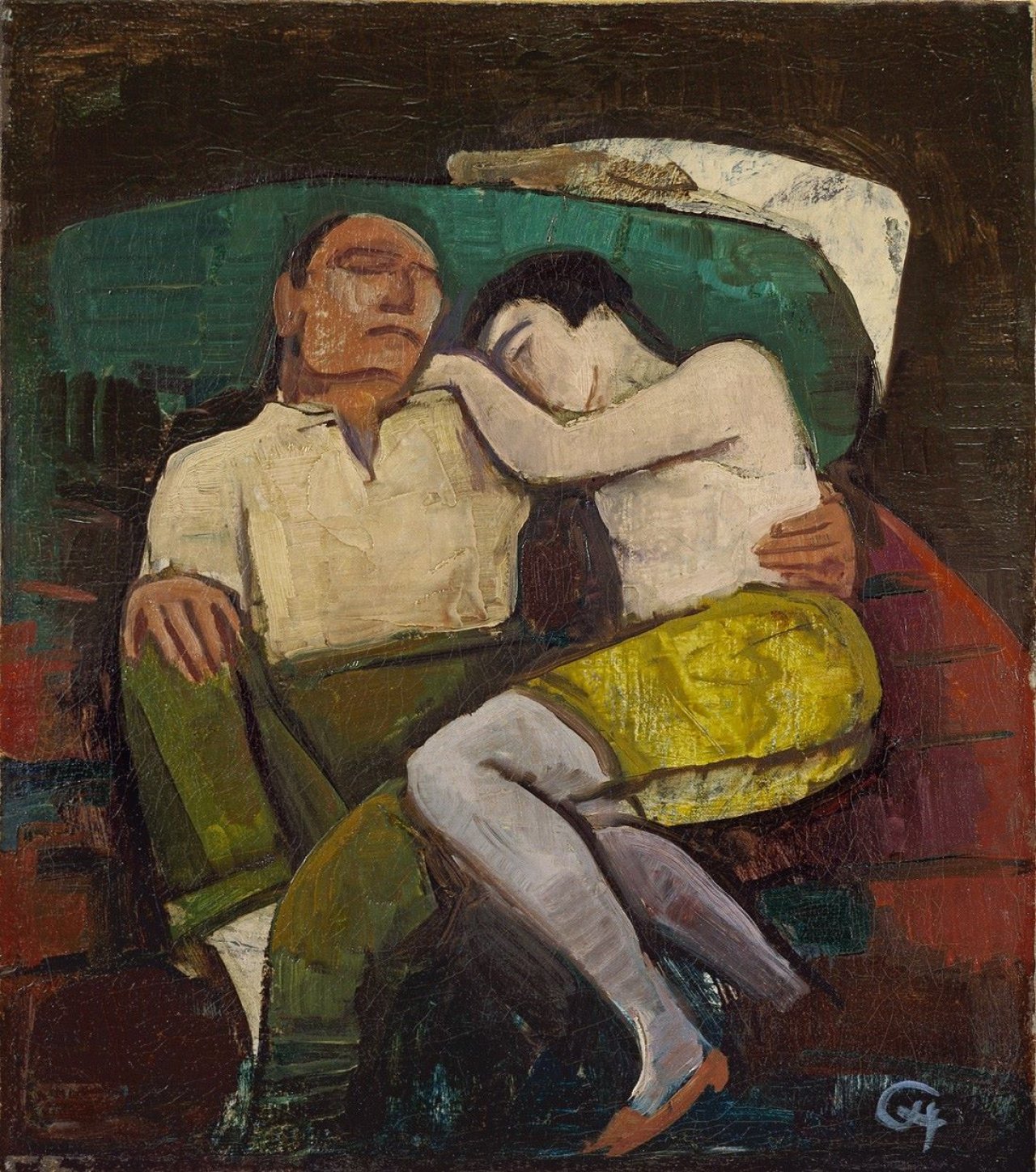 Auf diesem Bild ist das folgende Kunstwerk zu sehen: Karl Hofer. „Ruhendes Paar“ (Liebespaar). 1926.