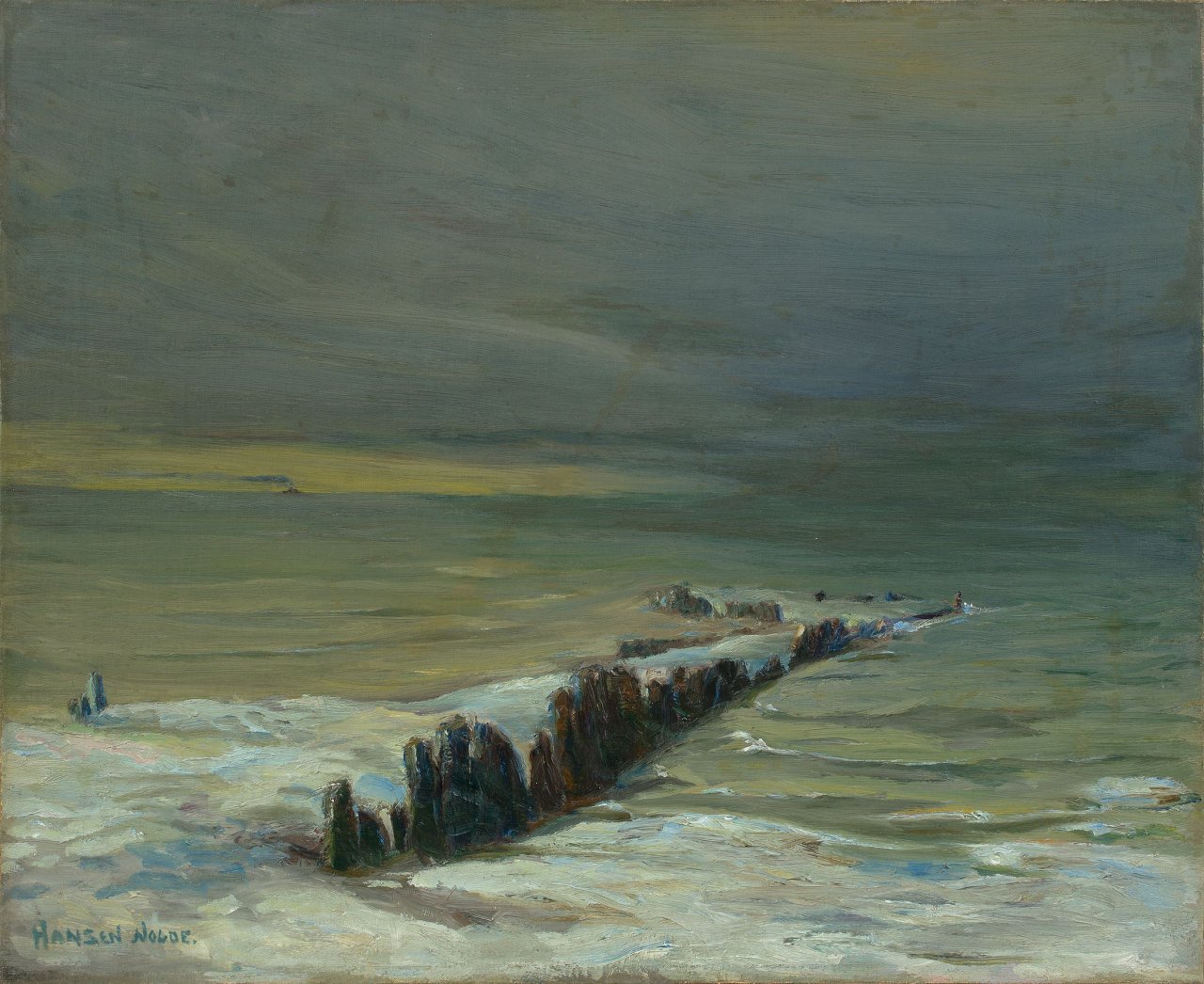 This picture shows the following artwork: Emil Nolde. „Landungsbrücke im Winter“. 1902.