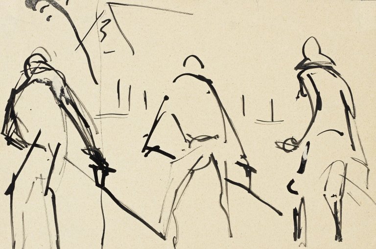 Auf diesem Bild ist das folgende Kunstwerk zu sehen: Ernst Ludwig Kirchner. „Mäher“. Um 1919/20.