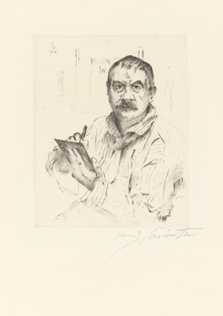 This picture shows the following artwork: Lovis Corinth. „Selbstbildnis radierend“. 1909.