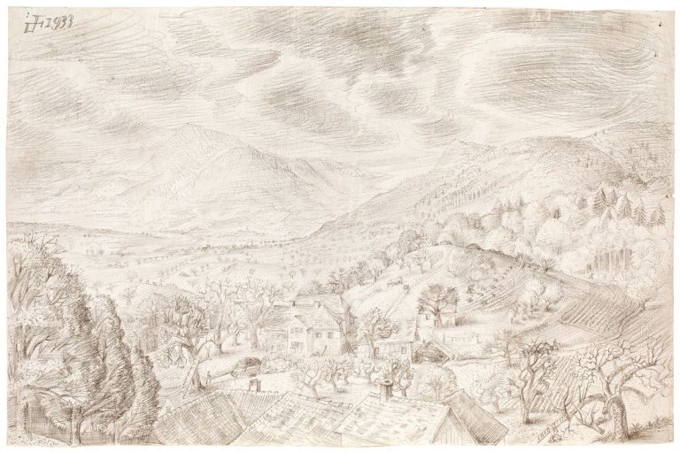 Auf diesem Bild ist das folgende Kunstwerk zu sehen: Otto Dix. „Herbstlandschaft bei Randegg“. 1933.