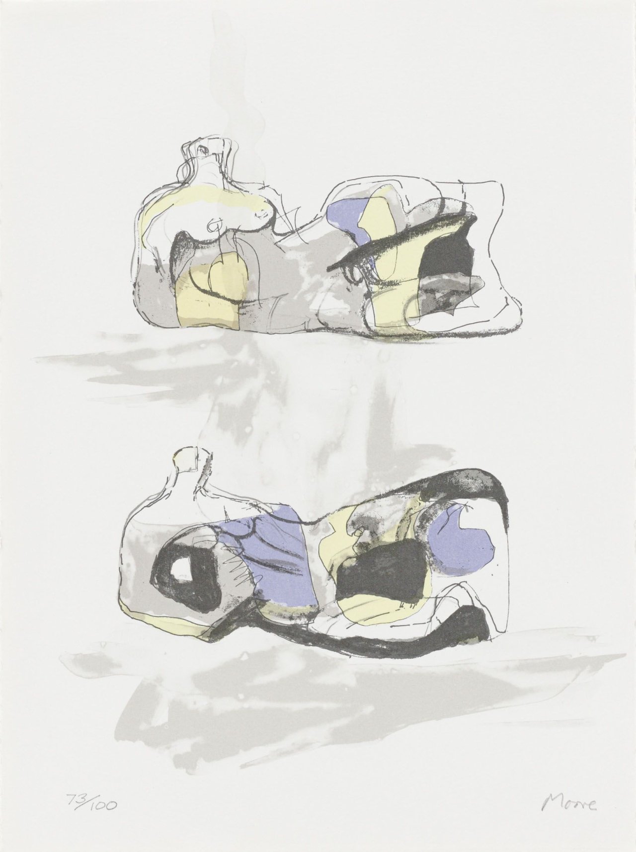 Auf diesem Bild ist das folgende Kunstwerk zu sehen: Henry Moore. „Two reclining figures“. 1978.