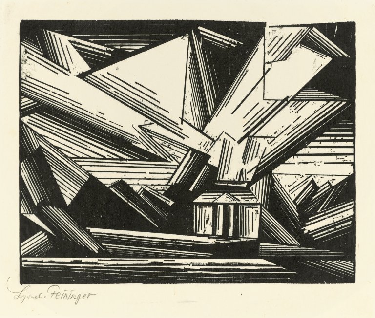 Auf diesem Bild ist das folgende Kunstwerk zu sehen: Lyonel Feininger. „Villa am Strande, 4“. 1920.