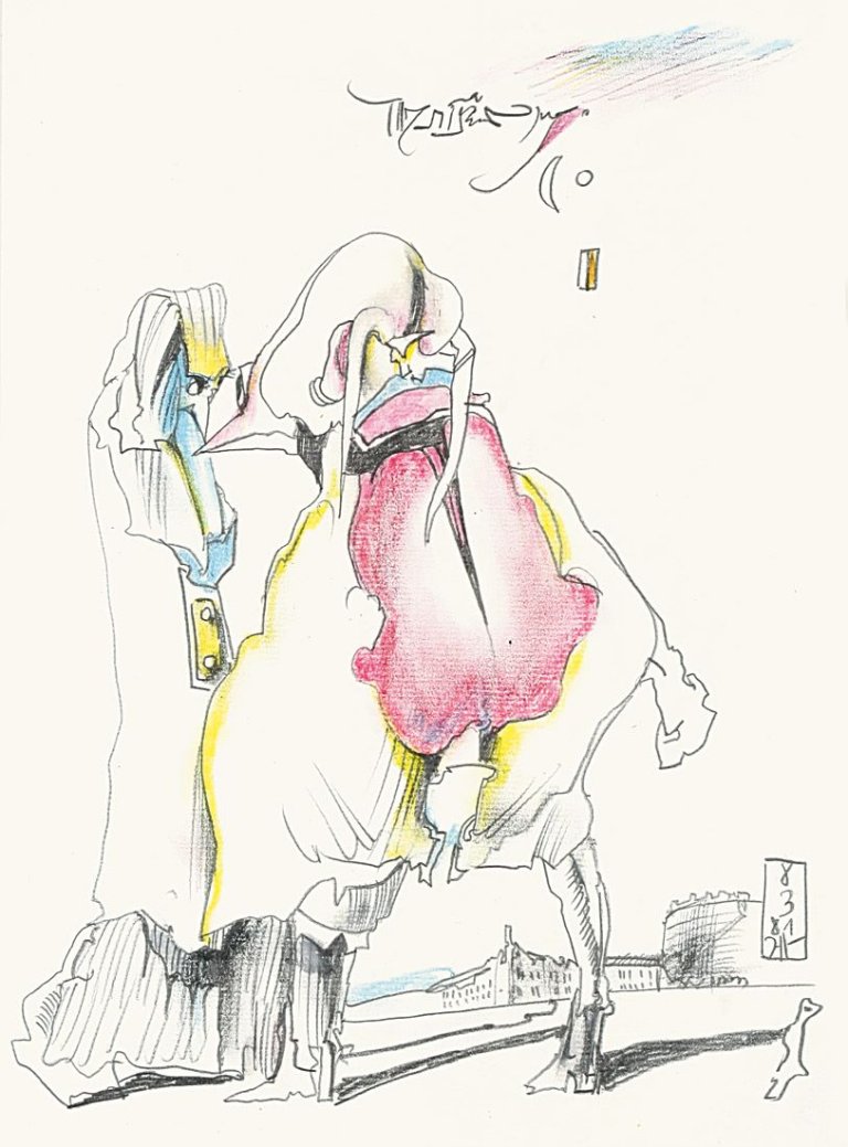 Auf diesem Bild ist das folgende Kunstwerk zu sehen: Horst Janssen. Carnevale di Venezia. 1981.