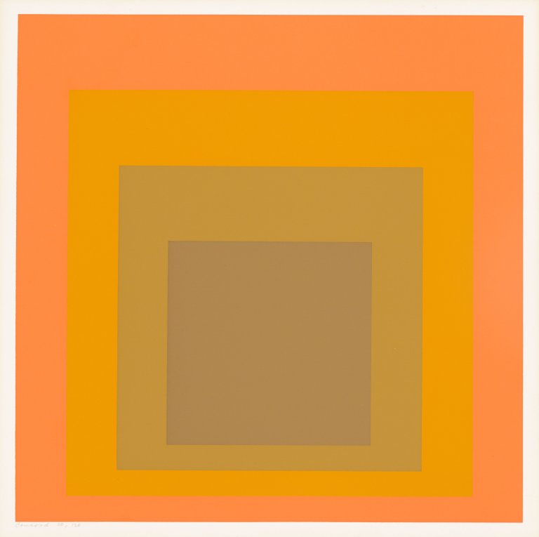 Auf diesem Bild ist das folgende Kunstwerk zu sehen: Josef Albers. „Concord“ / „Silent“ / „Opalesdent“. 1965.