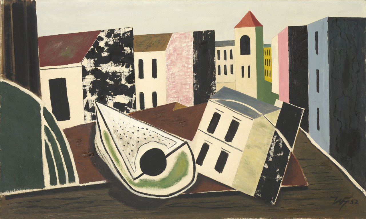 Auf diesem Bild ist das folgende Kunstwerk zu sehen: Werner Heldt. „Samstagnachmittag (Sonntagnachmittag)“. 1952.